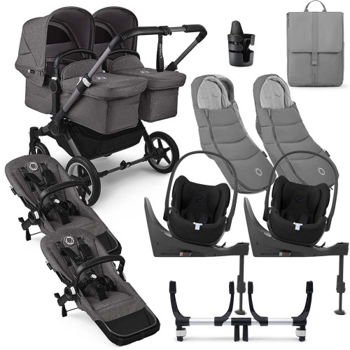 Bugaboo Donkey 5 Twin Cloud T Ultimate Bundle - Graphite/Grey Melange
