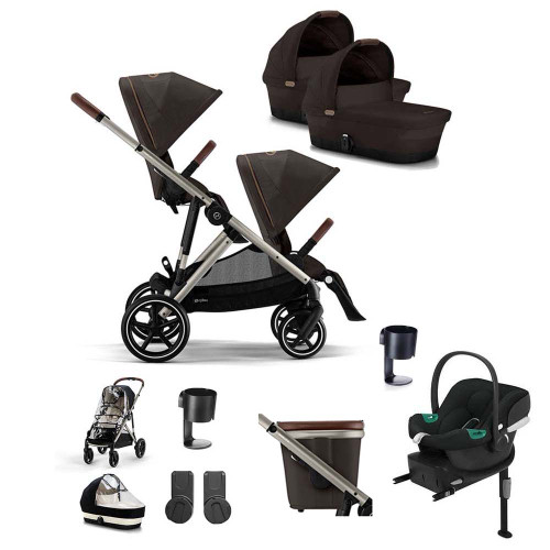 Cybex Gazelle S Taupe Twin Aton B2 Travel System - Chocolate Brown