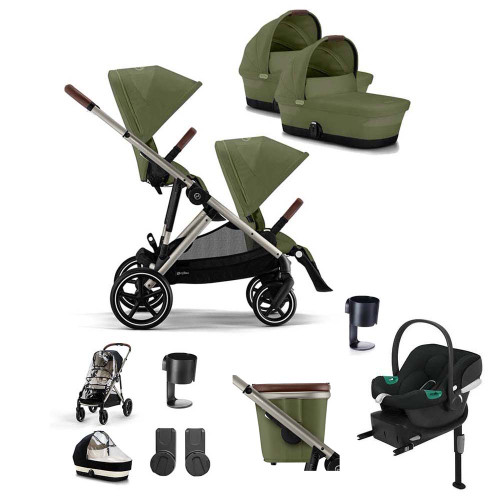 Cybex Gazelle S Taupe Twin Aton B2 Travel System - Moss Green