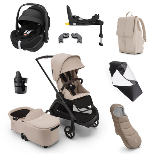Bugaboo Dragonfly Pebble 360 Pro2 Ultimate Bundle - Black/Desert Taupe