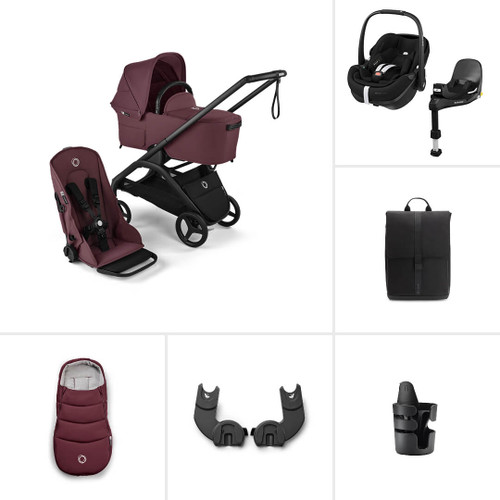 Bugaboo Dragonfly Pebble 360 Pro2 Ultimate Bundle - Black/Dark Cherry
