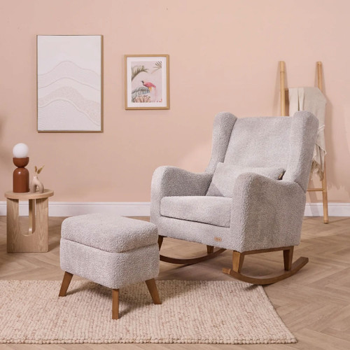 Tutti Bambini Harper Wingback Rocking Chair & Footstool - Cloud Grey