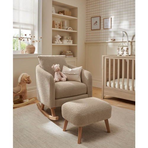 Mamas & Papas Alma Nursing Chair & Stool - Fawn Boucle Weave