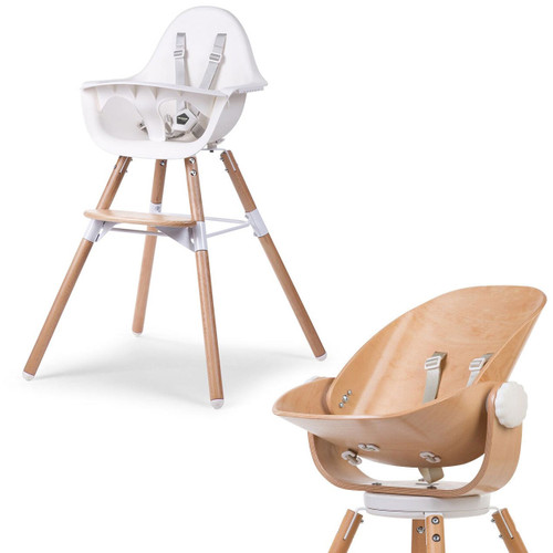 Childhome Evolu 2 Highchair + Newborn Seat - Natural/White