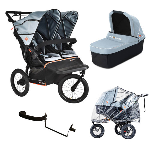 Out N About Nipper Double V6 Plus Newborn and Toddler Bundle - Rocksalt Grey