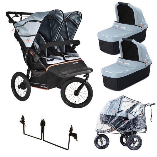 Out N About Nipper Double V6 Plus Twin Bundle - Rocksalt Grey