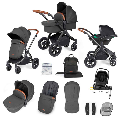 Ickle Bubba Stomp Luxe Nimbus Travel System - Black/Charcoal Grey/Tan