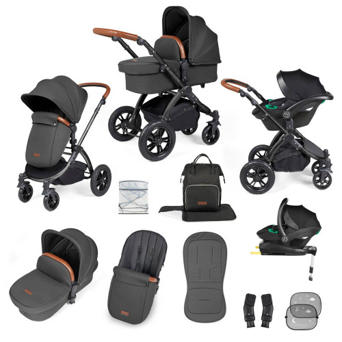 Ickle Bubba Stomp Luxe Nimbus Travel System - Black/Charcoal Grey/Tan