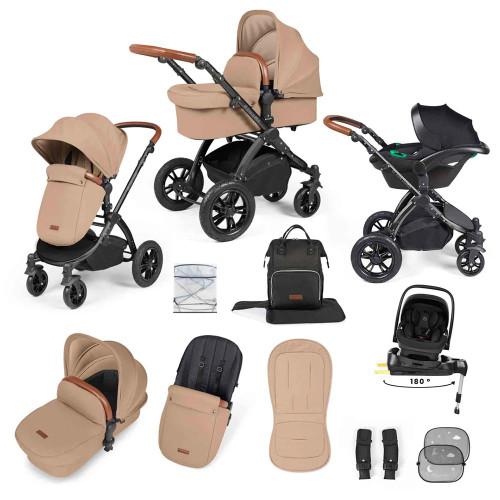 Ickle Bubba Stomp Luxe Nimbus Travel System - Black/Desert/Tan