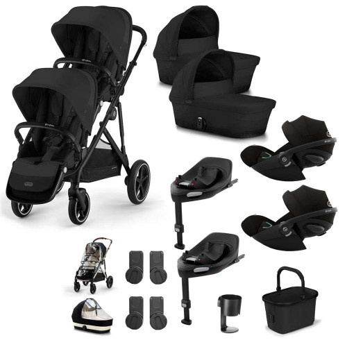 Cybex Gazelle S Black Twin Cloud G Travel System - Moon Black
