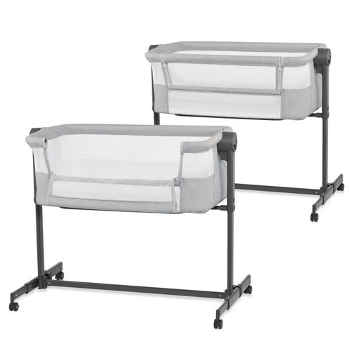 Kinderkraft Nestee Up 2 Bedside Crib - Full Light Grey