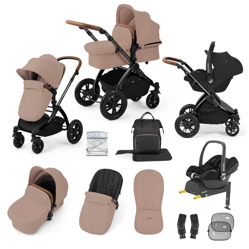 Ickle Bubba Stomp Luxe Cabriofix i-Size Travel System - Black/Desert/Tan