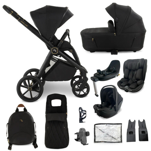 My Babiie MB450 LUXE 3-in-1 Travel System + Rotating Car Seat, Toddler Seat & Base - Black