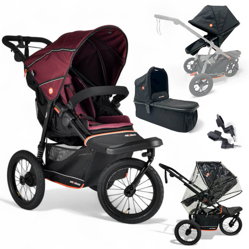 Out N About Nipper V6 Plus Switch Newborn Bundle - Brambleberry Red