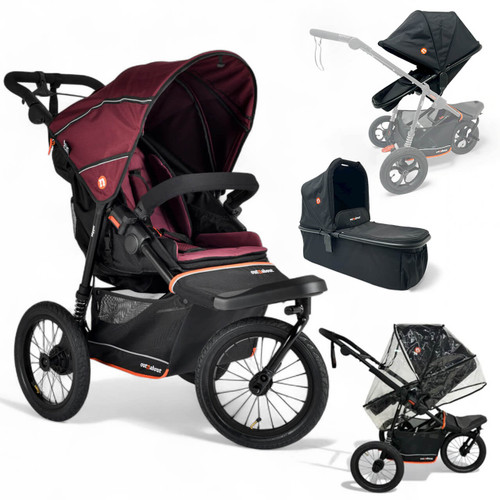 Out N About Nipper V6 Plus Switch Newborn Bundle - Brambleberry Red