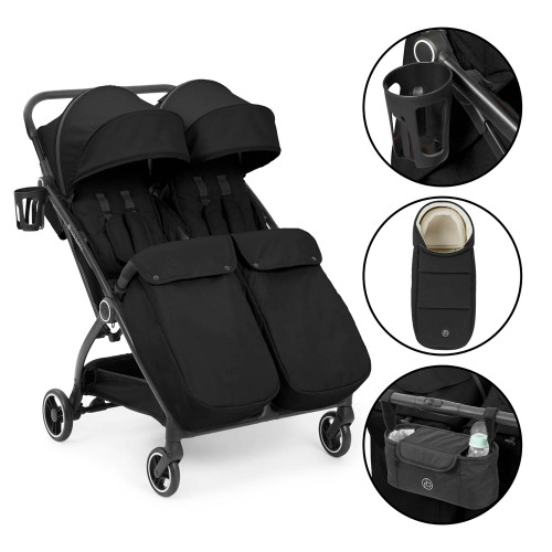Ickle Bubba Aries Double Prime Autofold Stroller - Black