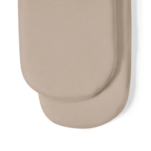 Little Green Sheep Twin Pack Moses Basket Fitted Sheets - Truffle