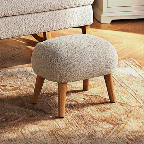 CuddleCo Etta Footstool - Boucle Mushroom