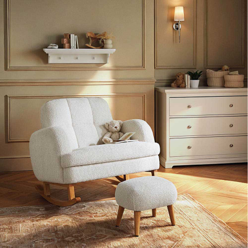 CuddleCo Etta Cuddle Chair & Footstool - Boucle Off White