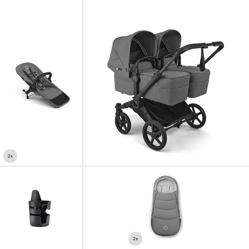 Bugaboo Donkey 6 Twin Essential Pushchair Bundle - Moon Grey