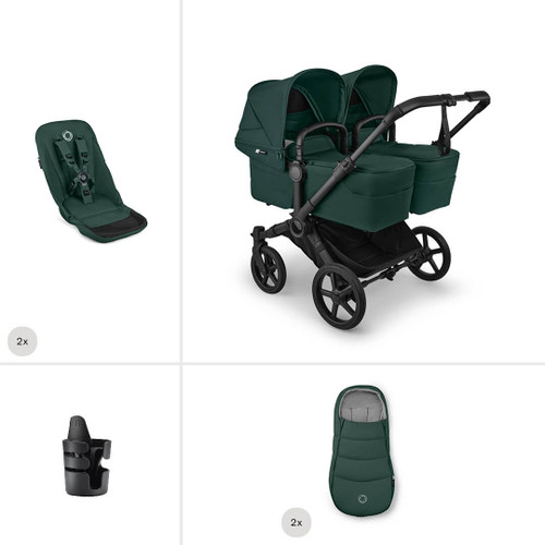 Bugaboo Donkey 6 Twin Essential Pushchair Bundle - Fern Green