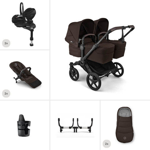 Bugaboo Donkey 6 Twin Pebble 360 Pro2 Ultimate Pushchair Bundle - Cocoa Brown