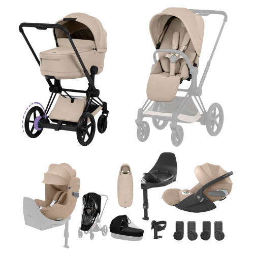 Cybex e-Priam Comfort Ultimate Birth & Beyond Bundle - Matt Black/Cozy Beige
