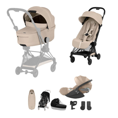 Cybex Coya Comfort Ultimate Accessory Bundle - Matt Black/Cozy Beige