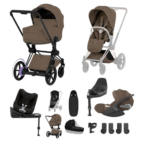Cybex e-Priam Style Ultimate Birth & Beyond Bundle - Coconut Brown