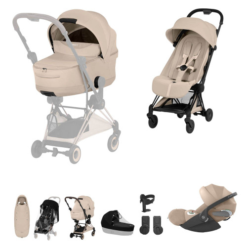 Cybex Coya Style Ultimate Accessory Bundle - Matt Black/Cozy Beige