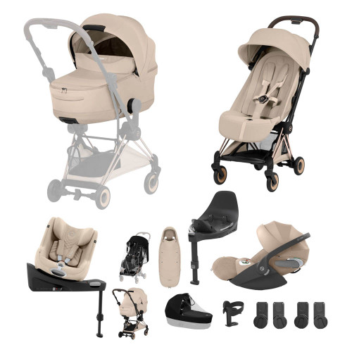 Cybex Coya Style Ultimate Birth & Beyond Bundle - Rose Gold/Cozy Beige
