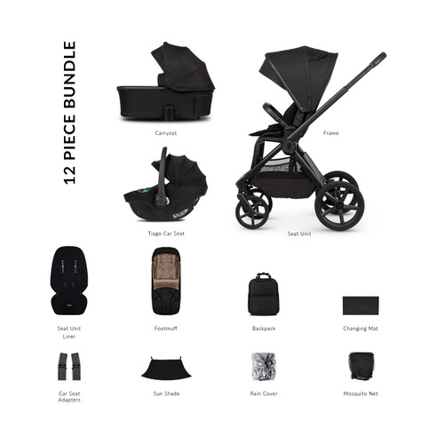 Venicci Upline 3 3-in-1 12 Piece Comfort Bundle - Onyx