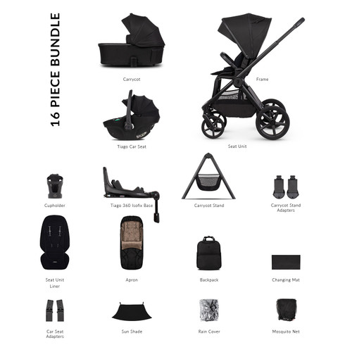 Venicci Upline 3 4-in-1 Plus 16 Piece Ultimate Bundle - Onyx