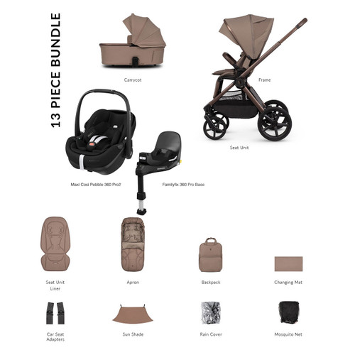 Venicci Upline 3 4-in-1 Pebble 360 Pro2 + Base Travel System - Sand