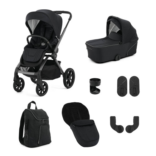 Oyster Vee Stroller & Carrycot Package - Black/Liquorice