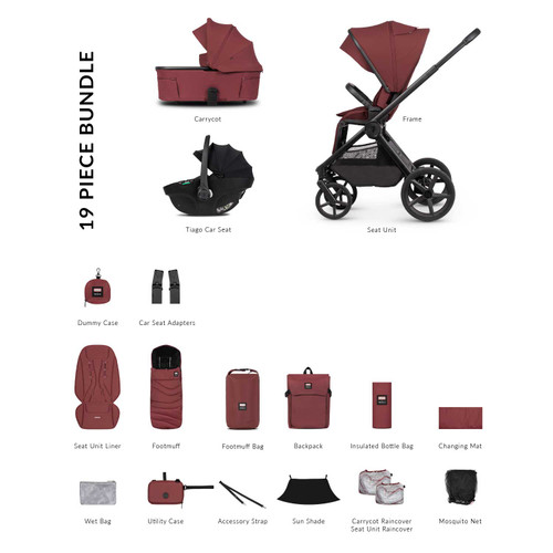 Venicci Upline 3 Hunter 3-in-1 19 Piece Comfort Bundle - Red