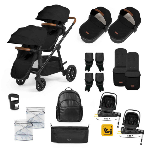 Ickle Bubba Virgo Twin Nimbus Travel System - Black/Black/Tan