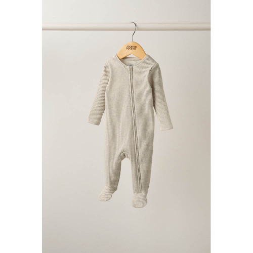Mamas & Papas Organic Cotton Oatmeal Ribbed Sleepsuit