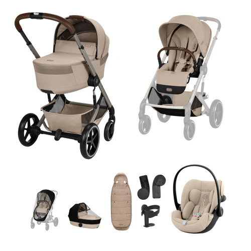 Cybex Balios + Fold Cot Travel System Bundle - Almond Beige