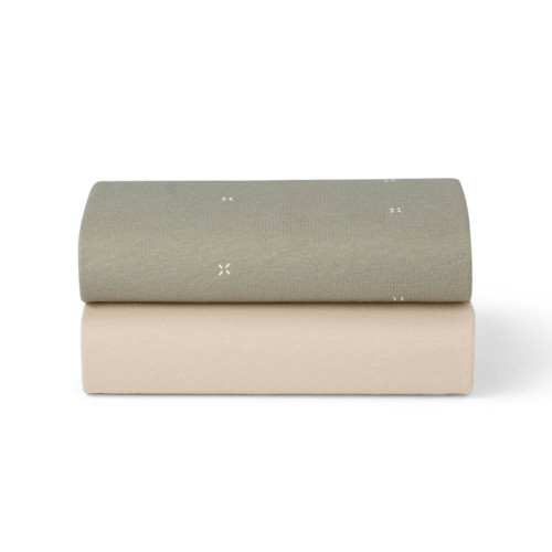 Snuz Twin Pack Crib Sheets - Sage Cross