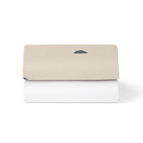 Snuz Twin Pack Moses Basket Sheets - Sand Cloud
