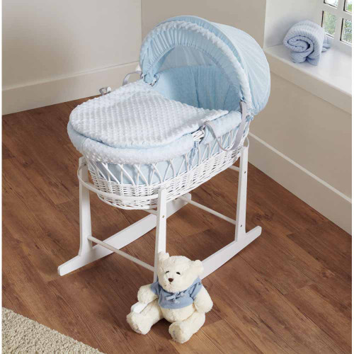 blue wicker moses basket