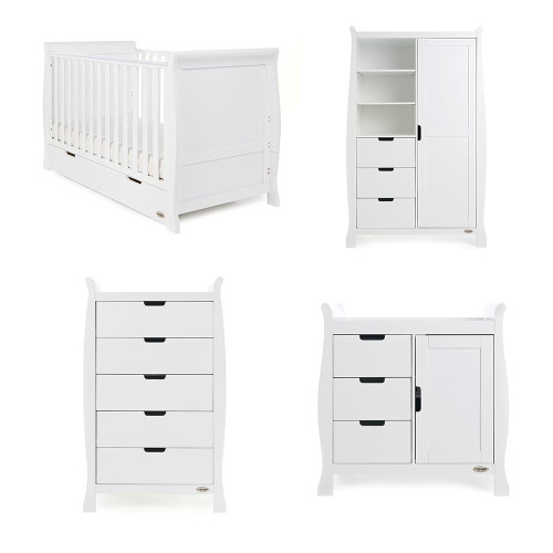 Obaby Stamford Classic Sleigh 4 Piece Room Set - White