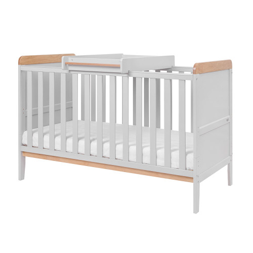 Tutti Bambini Rio Cot Bed with Cot Top Changer & Mattress - Grey/Oak - set