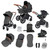 Ickle Bubba Stomp Luxe Stratus Travel System - Black/Charcoal Grey/Tan