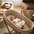 Little Green Sheep Organic Knitted Moses Basket, Mattress & Static Stand - Truffle/Walnut