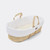 Little Green Sheep Organic Wheat Knitted Moses Basket, Mattress & Rocking Stand - White/Walnut