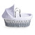 Clair de Lune Dimple Moses Basket + Rocking Stand - Grey Wicker/White (Outlet)