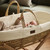 Little Green Sheep Muslin Moses Basket, Mattress & Rocking Stand - Ecru/Walnut