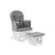 Obaby Reclining Glider Chair and Stool - White with Grey Cushion